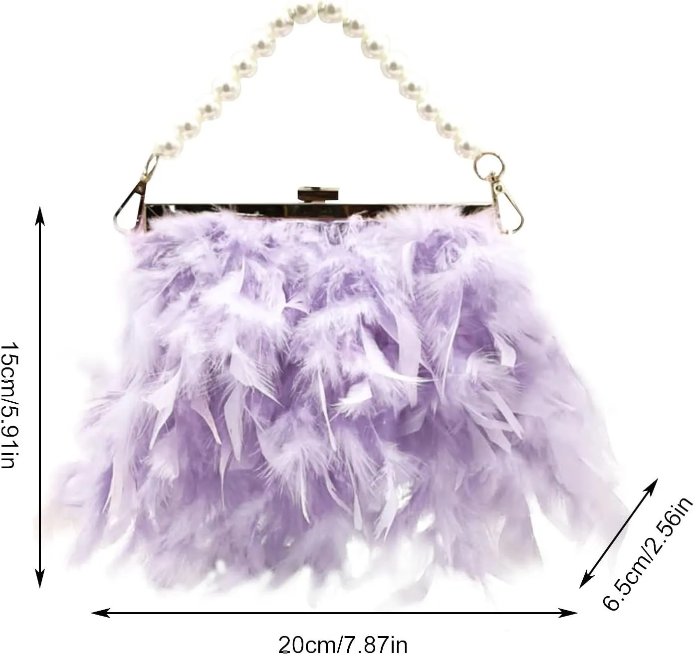 Small Crossbody Bag Luxury Handbags Clutch Bag Pearl Chain Purses Feather For Women