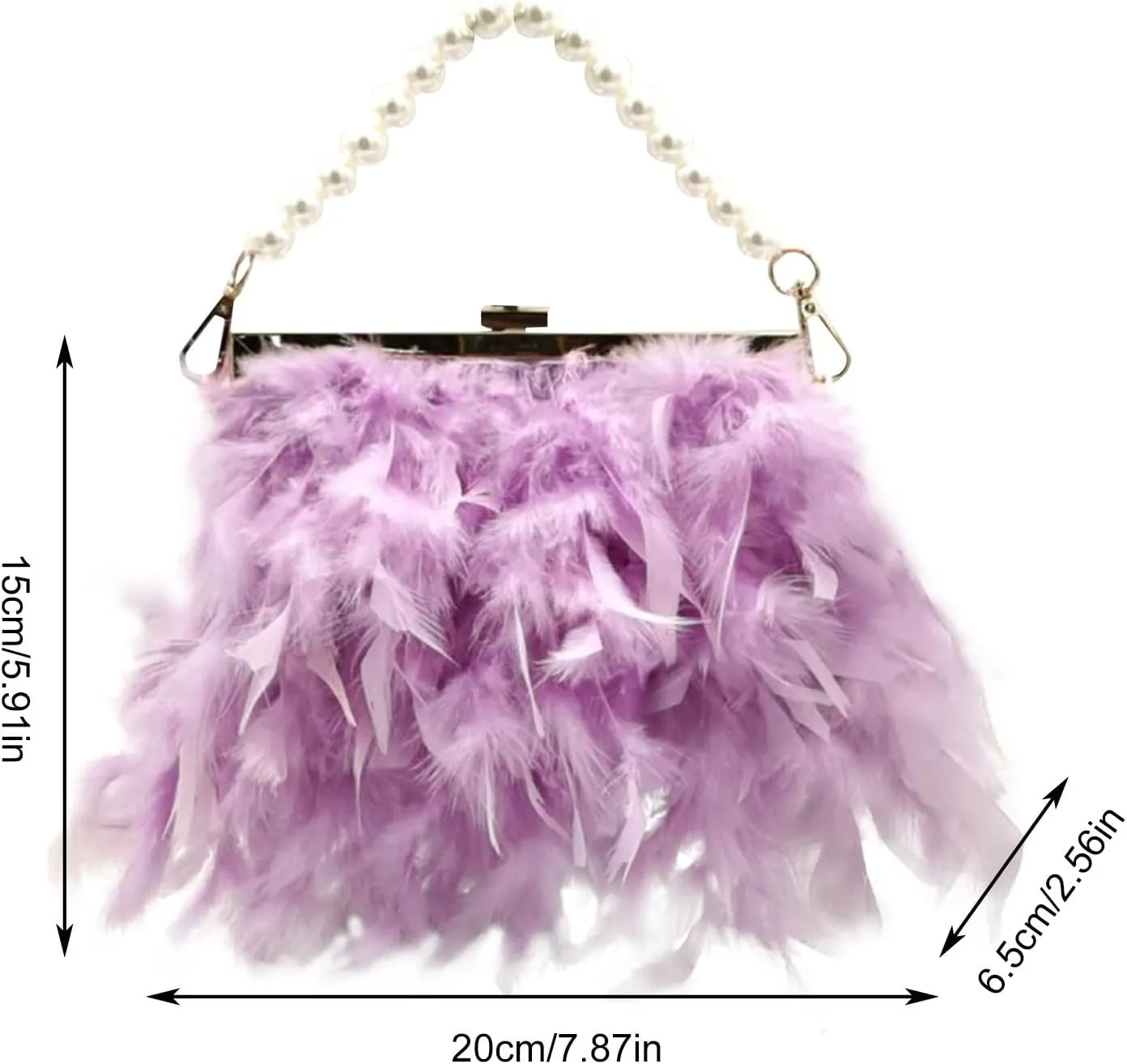 Small Crossbody Bag Luxury Handbags Clutch Bag Pearl Chain Purses Feather For Women