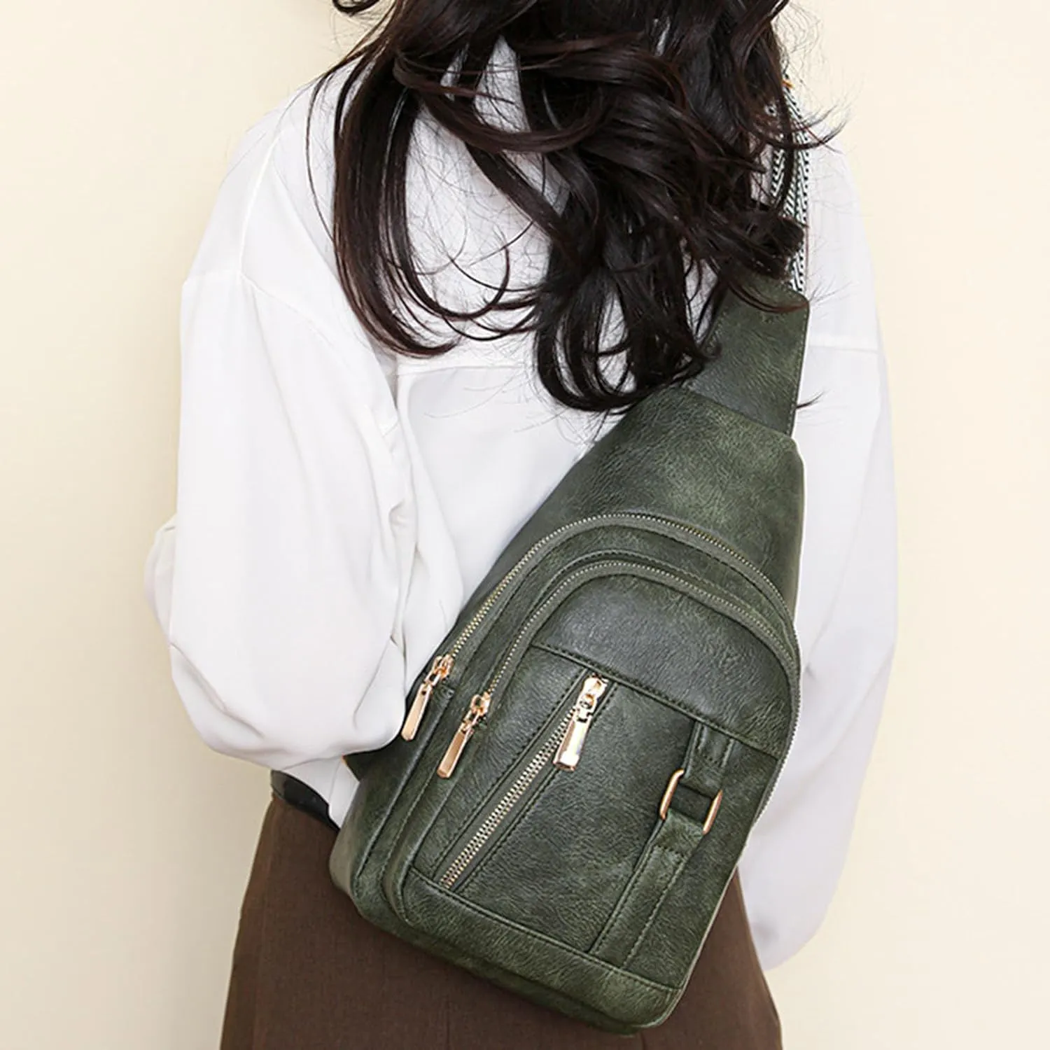 Small Hiking Backpack Women Shoulder Bag Fashion New Pattern Simple Solid Color Practical Zipper Large Capacity