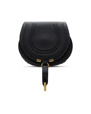 Small Marcie Grained Leather Saddle Bag