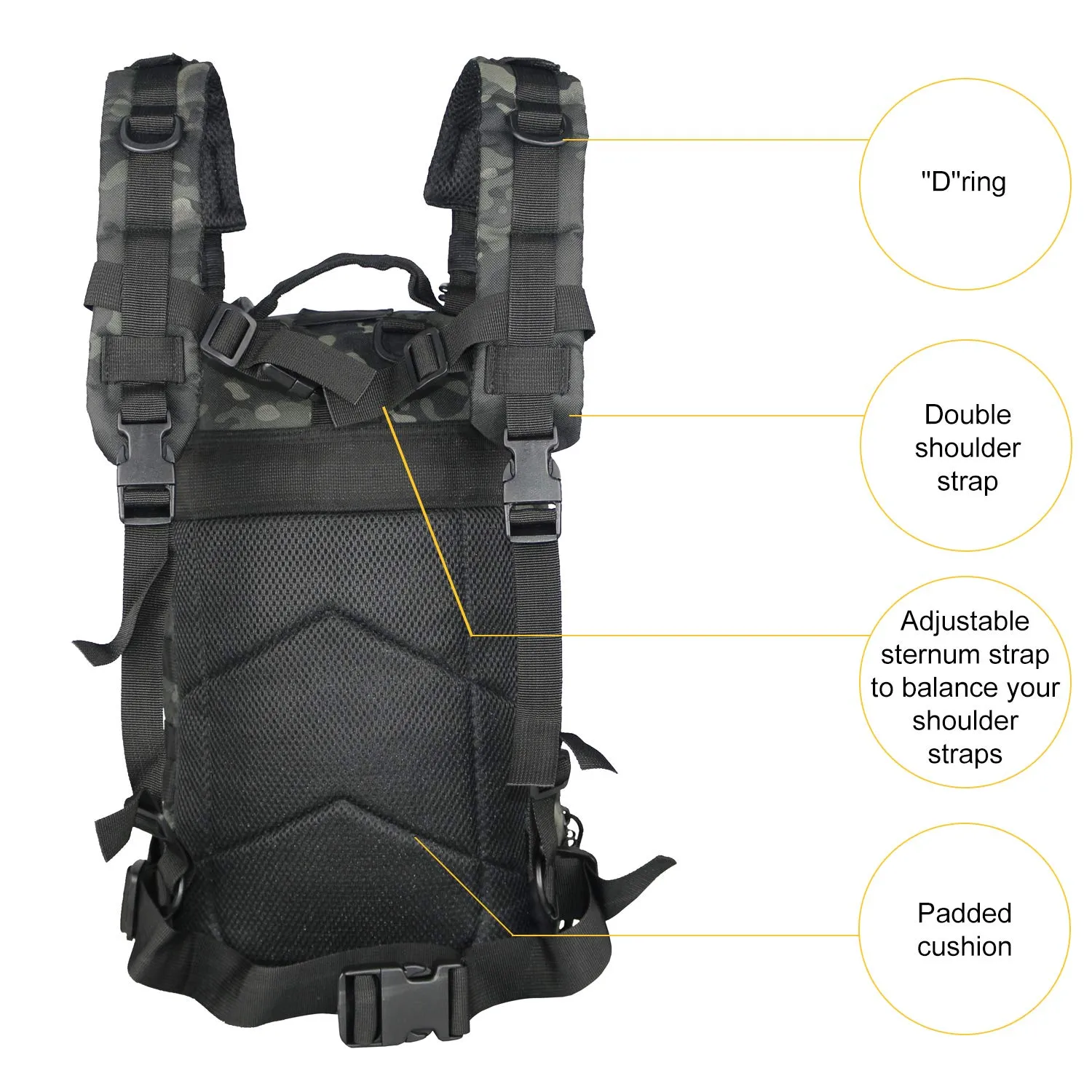 Small Military Tactical Backpack 30L Assault Backpack Tactical Bag Black Multicam