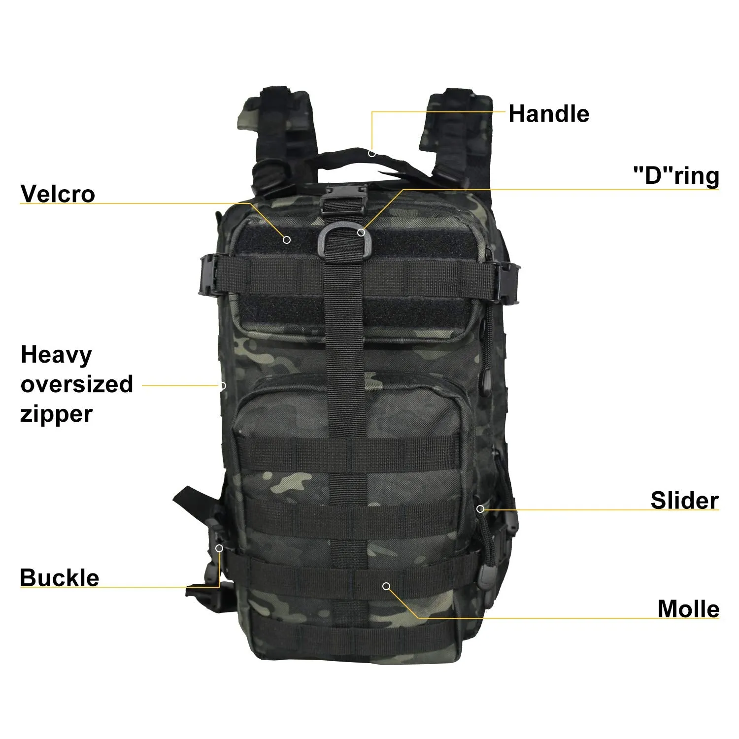 Small Military Tactical Backpack 30L Assault Backpack Tactical Bag Black Multicam