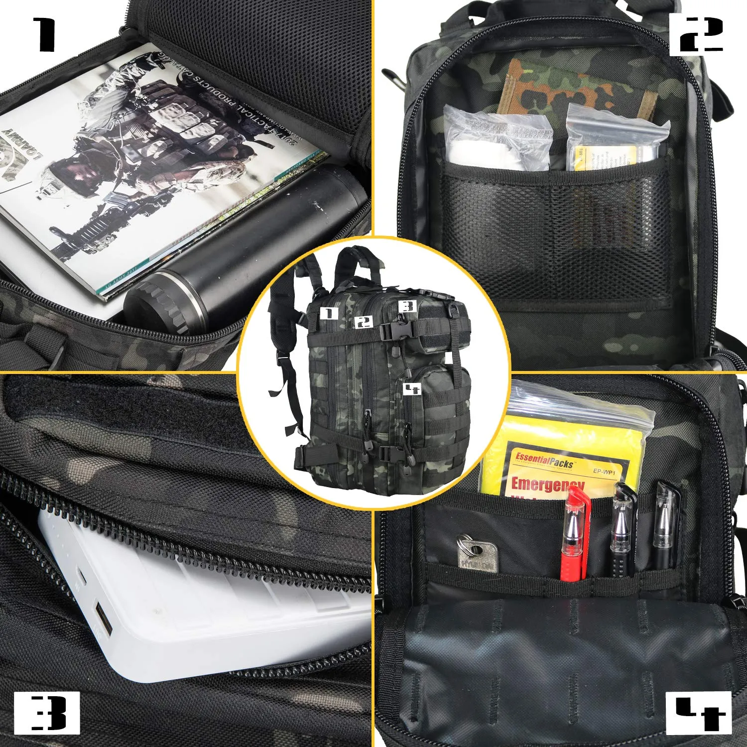Small Military Tactical Backpack 30L Assault Backpack Tactical Bag Black Multicam