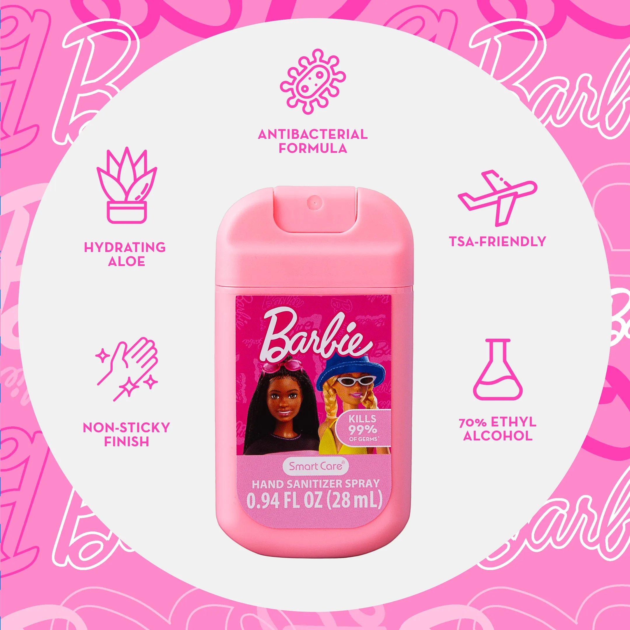 Smart Care Barbie Hand Sanitizer Spray for Children, 3 Pack