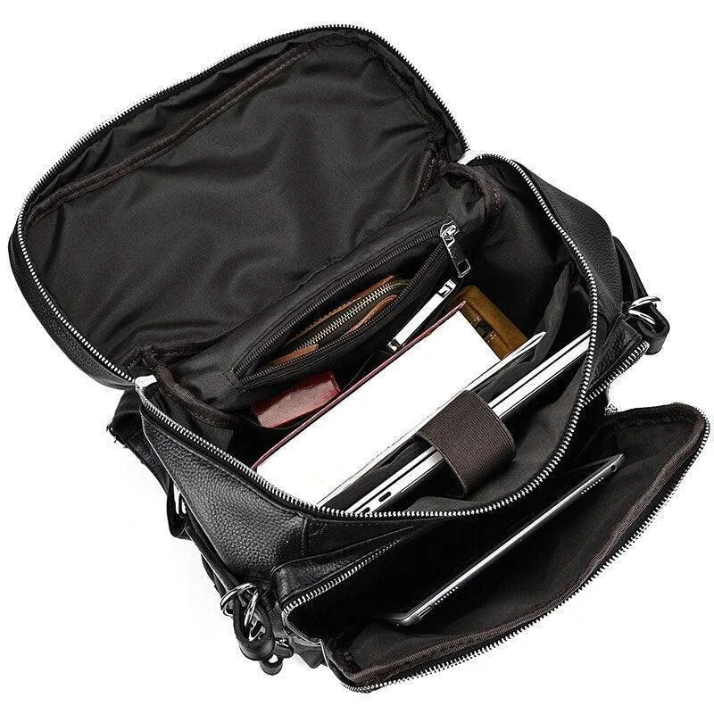 Soft Leather Travel Backpack 15.6 In Laptop Daypacks For