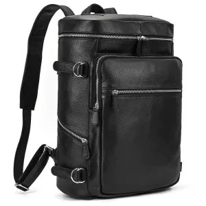 Soft Leather Travel Backpack 15.6 In Laptop Daypacks For