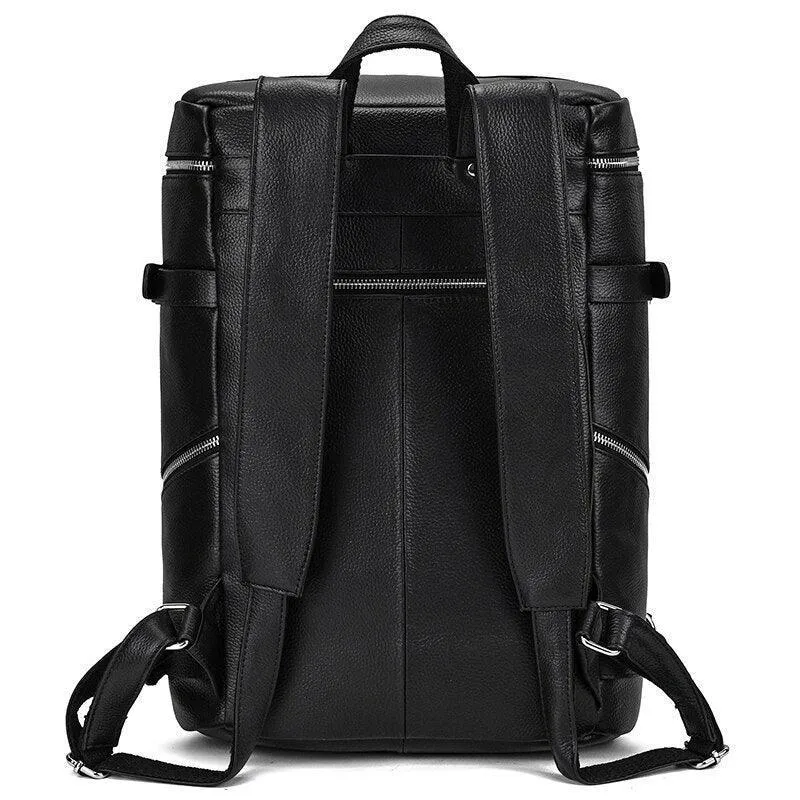 Soft Leather Travel Backpack 15.6 In Laptop Daypacks For