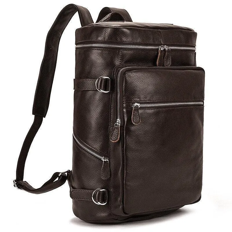 Soft Leather Travel Backpack 15.6 In Laptop Daypacks For