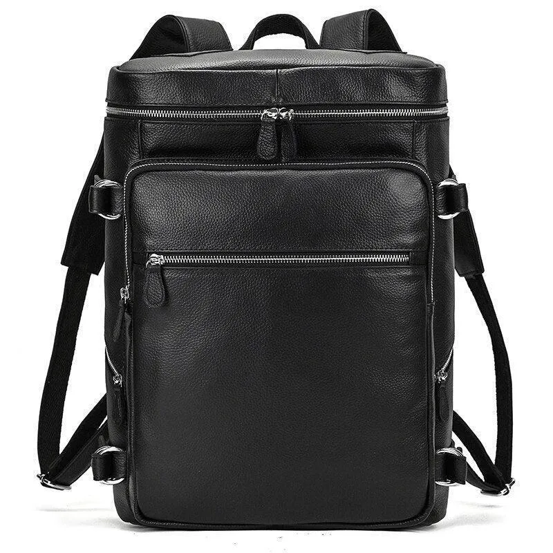 Soft Leather Travel Backpack 15.6 In Laptop Daypacks For