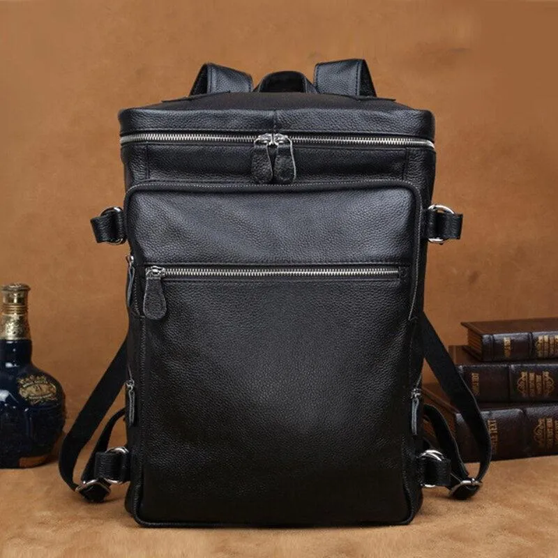 Soft Leather Travel Backpack 15.6 In Laptop Daypacks For