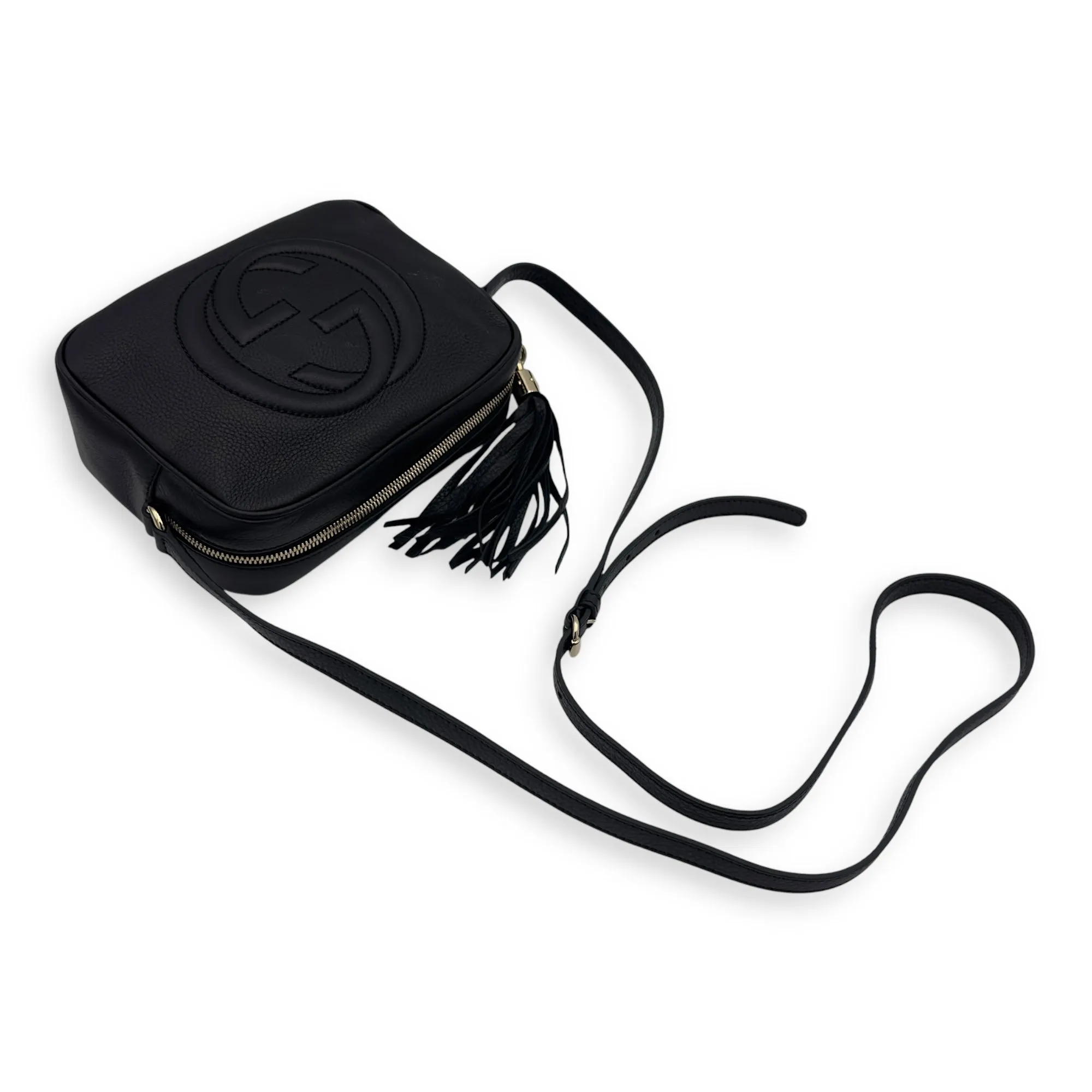 Soho Crossbody Bag Black in Calfskin, Gold hardware