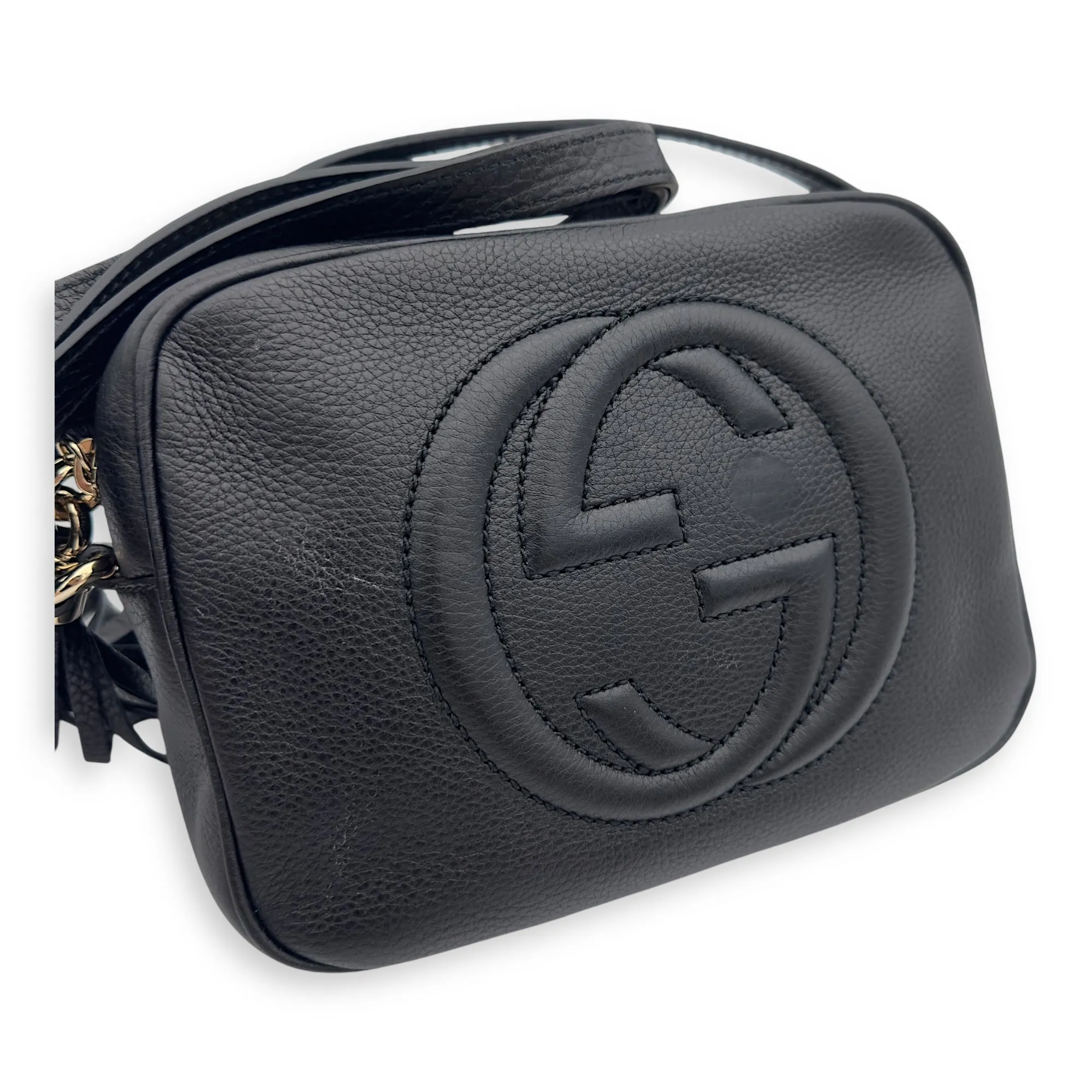 Soho Crossbody Bag Black in Calfskin, Gold hardware
