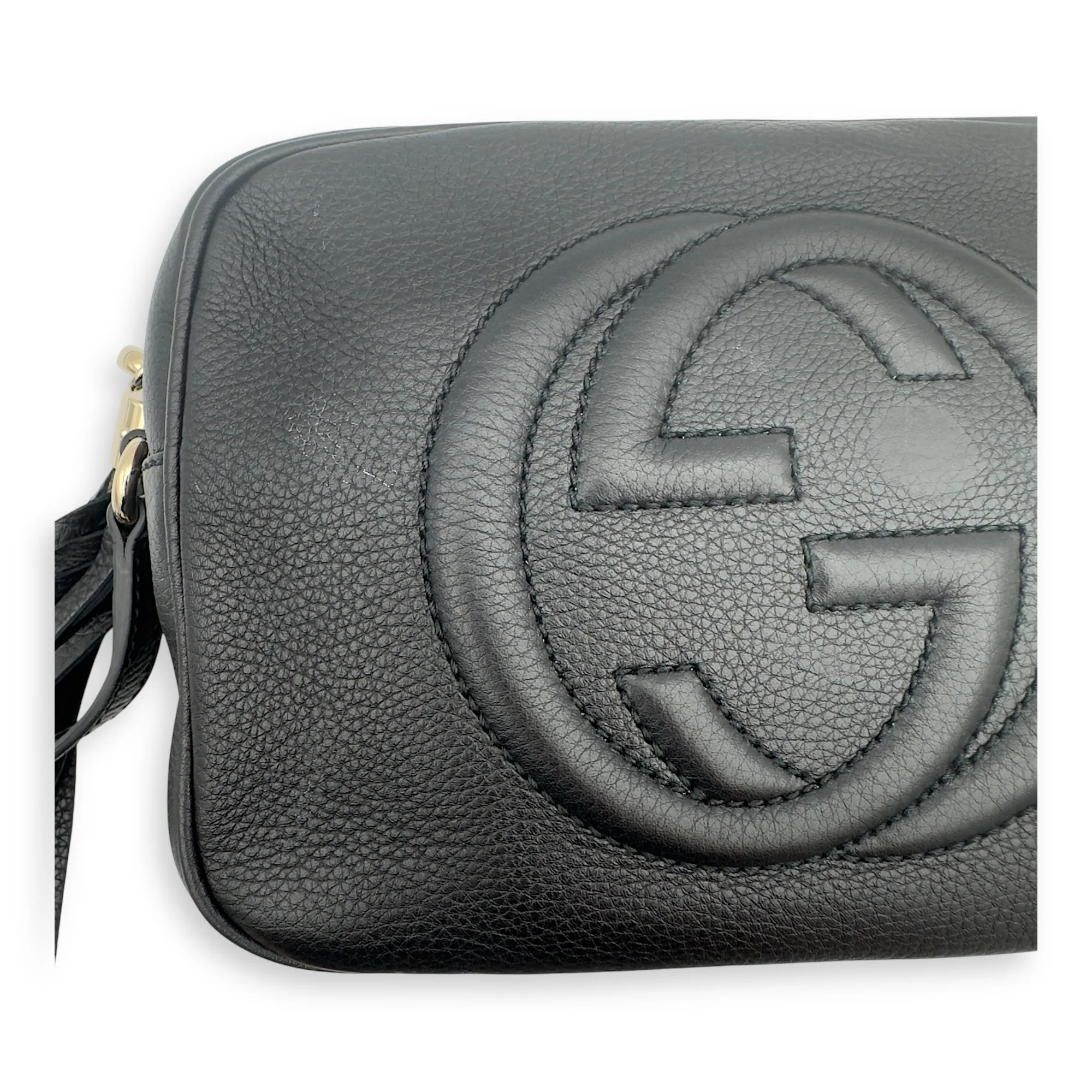 Soho Crossbody Bag Black in Calfskin, Gold hardware