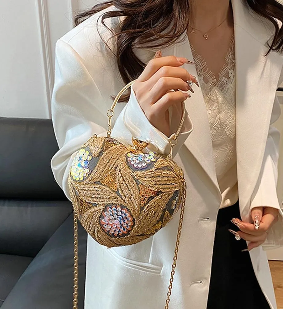 Solyinne Heart Type Sequin Evening Bag for Woman Clutch Purse Party Wedding Cocktail Party Handbag Chain Shoulder Bag