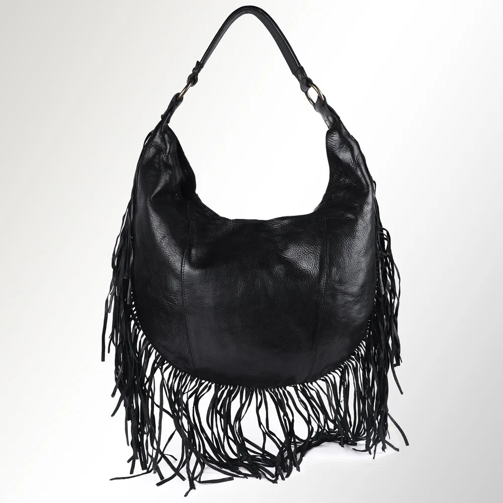Spaghetti Western Swc127Blk Hobo Vintage Handmade Drum Dyed Genuine European Cowhide Leather Women Bag Western Handbag Purse