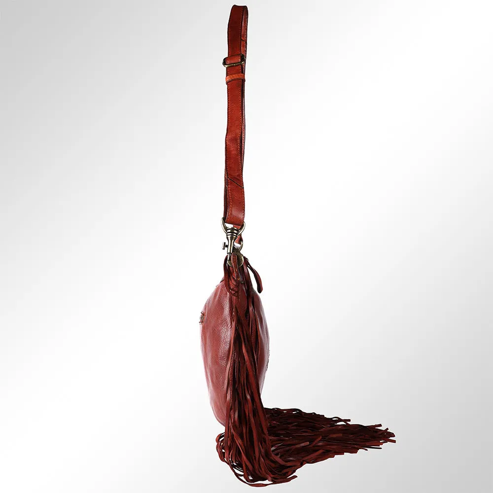 Spaghetti Western Swc128Cg Hobo Vintage Handmade Drum Dyed Genuine European Cowhide Leather Women Bag Western Handbag Purse