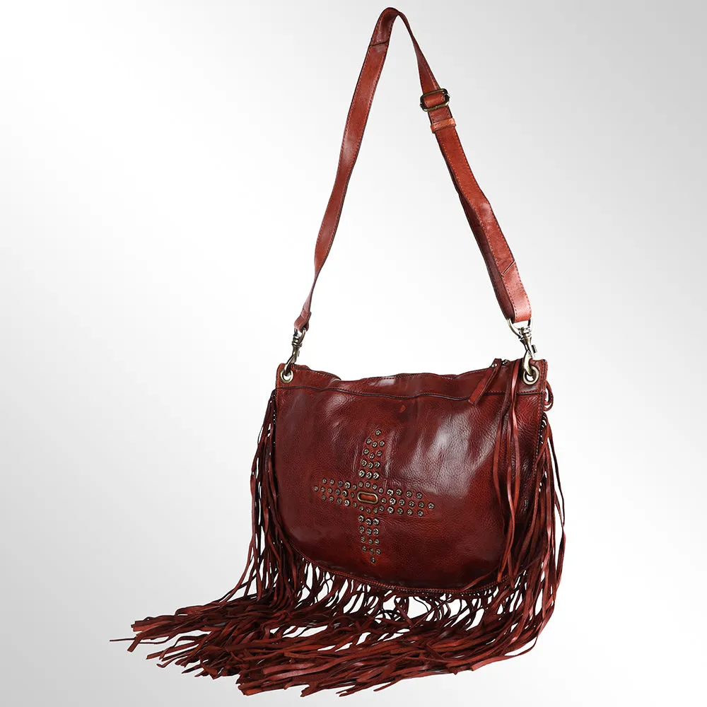 Spaghetti Western Swc128Cg Hobo Vintage Handmade Drum Dyed Genuine European Cowhide Leather Women Bag Western Handbag Purse