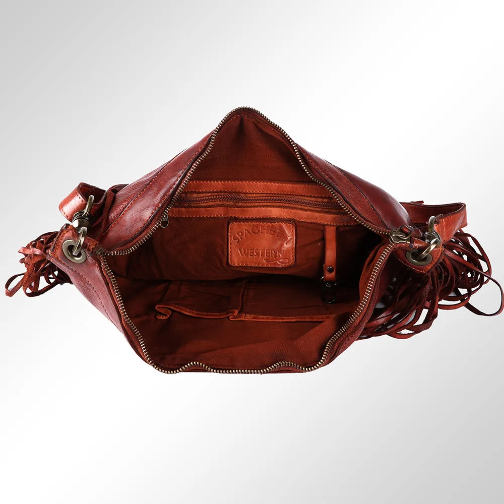 Spaghetti Western Swc128Cg Hobo Vintage Handmade Drum Dyed Genuine European Cowhide Leather Women Bag Western Handbag Purse