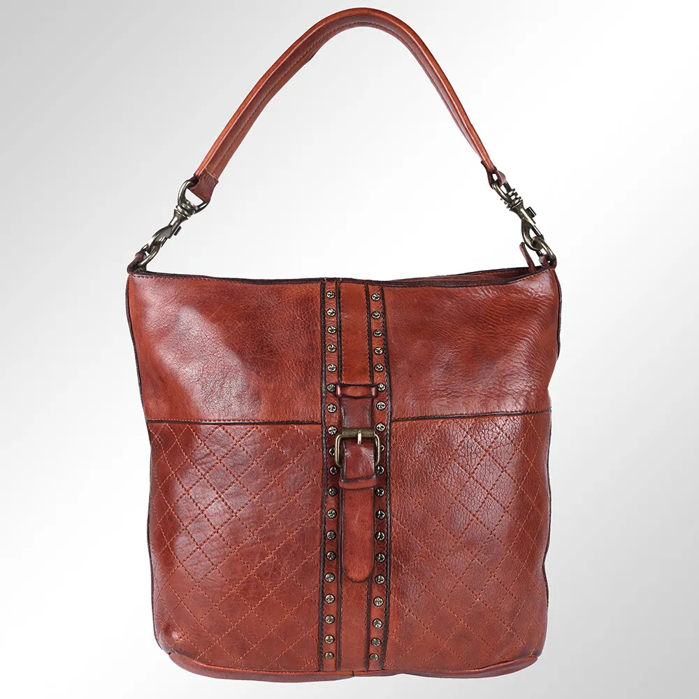 Spaghetti Western Swc175Cg Hobo Vintage Handmade Drum Dyed Genuine European Cowhide Leather Women Bag Western Handbag Purse