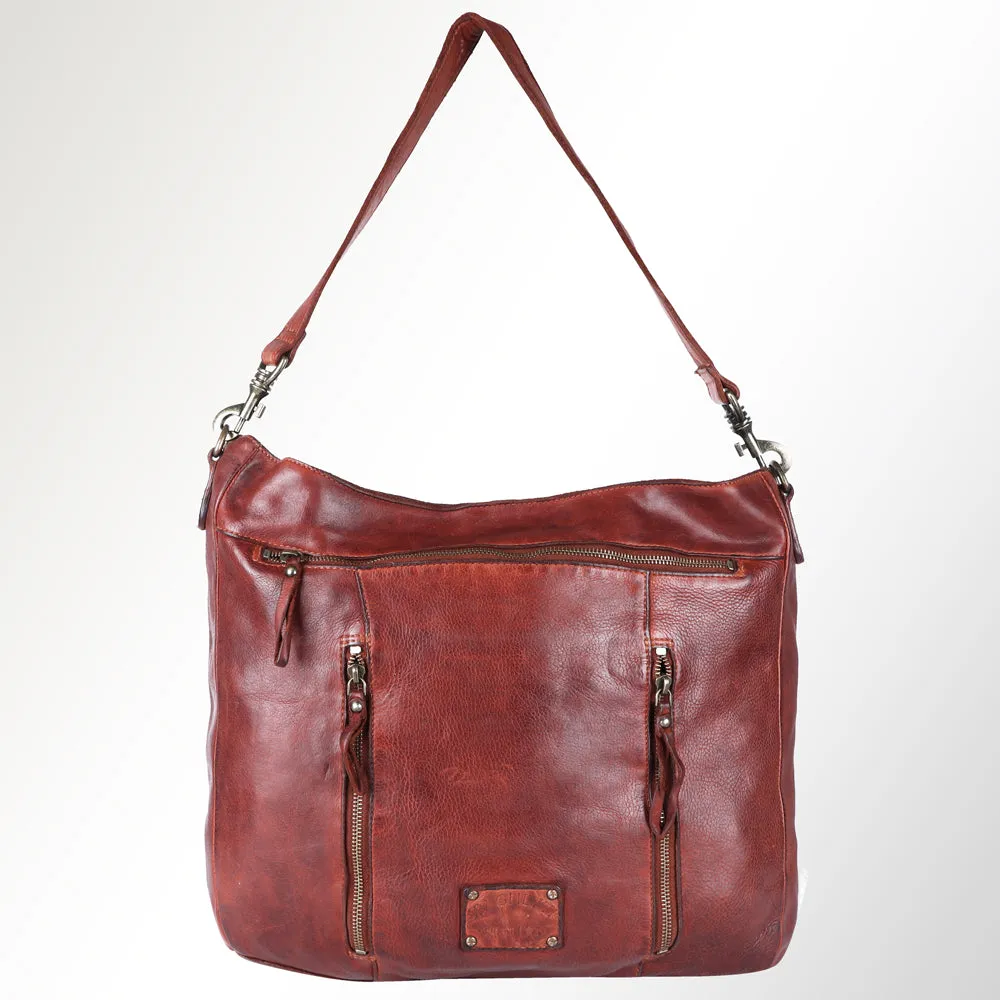 Spaghetti Western Swc180Cg Hobo Vintage Handmade Drum Dyed Genuine European Cowhide Leather Women Bag Western Handbag Purse