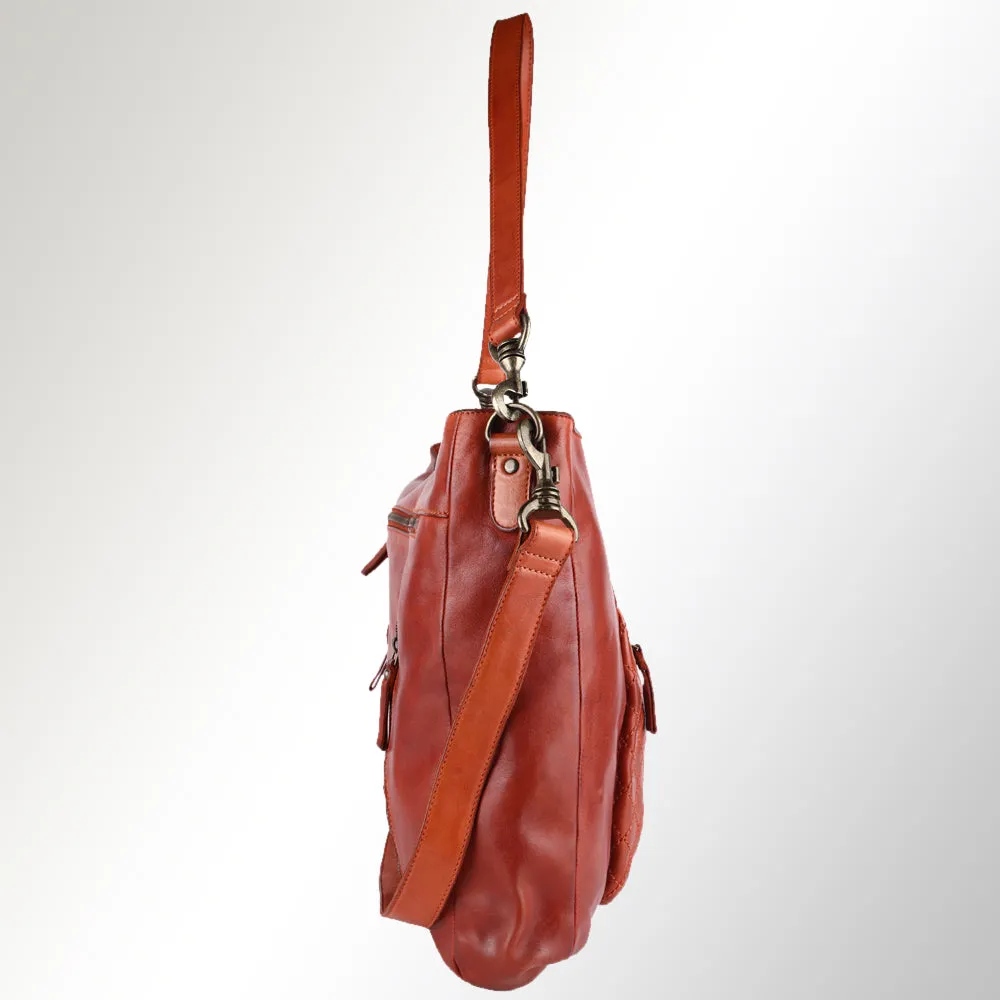 Spaghetti Western Swc180Org Hobo Vintage Handmade Drum Dyed Genuine European Cowhide Leather Women Bag Western Handbag Purse