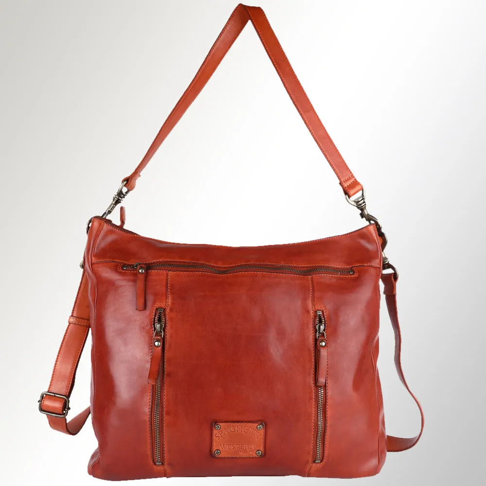 Spaghetti Western Swc180Org Hobo Vintage Handmade Drum Dyed Genuine European Cowhide Leather Women Bag Western Handbag Purse