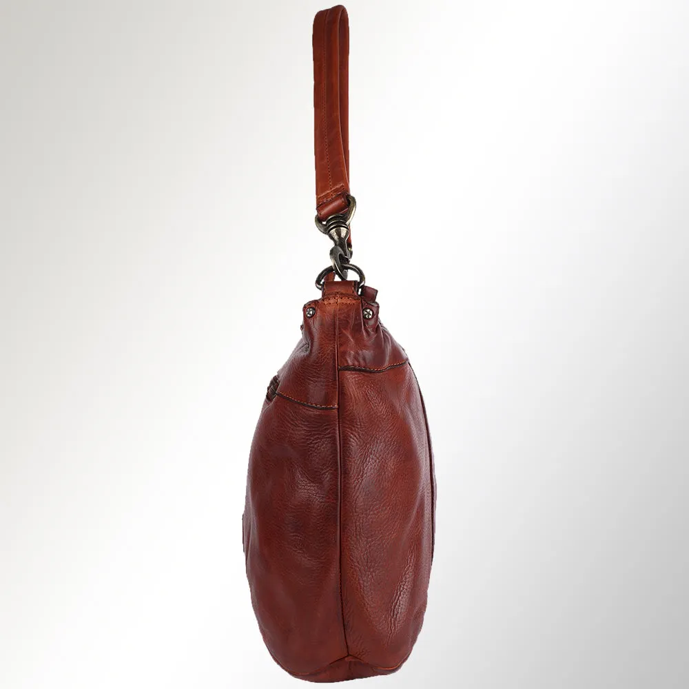 Spaghetti Western Swc183Cg Hobo Vintage Handmade Drum Dyed Genuine European Cowhide Leather Women Bag Western Handbag Purse