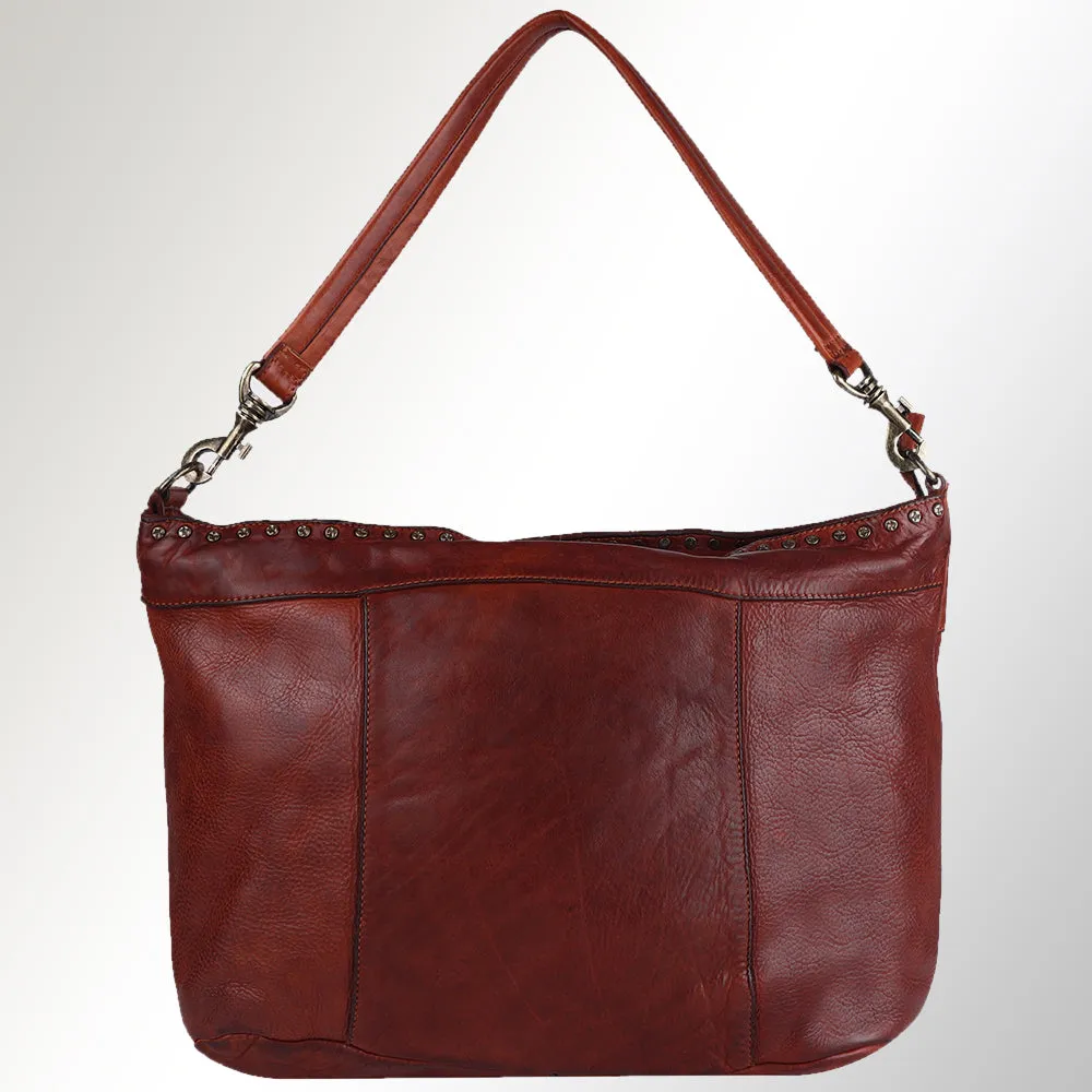 Spaghetti Western Swc183Cg Hobo Vintage Handmade Drum Dyed Genuine European Cowhide Leather Women Bag Western Handbag Purse