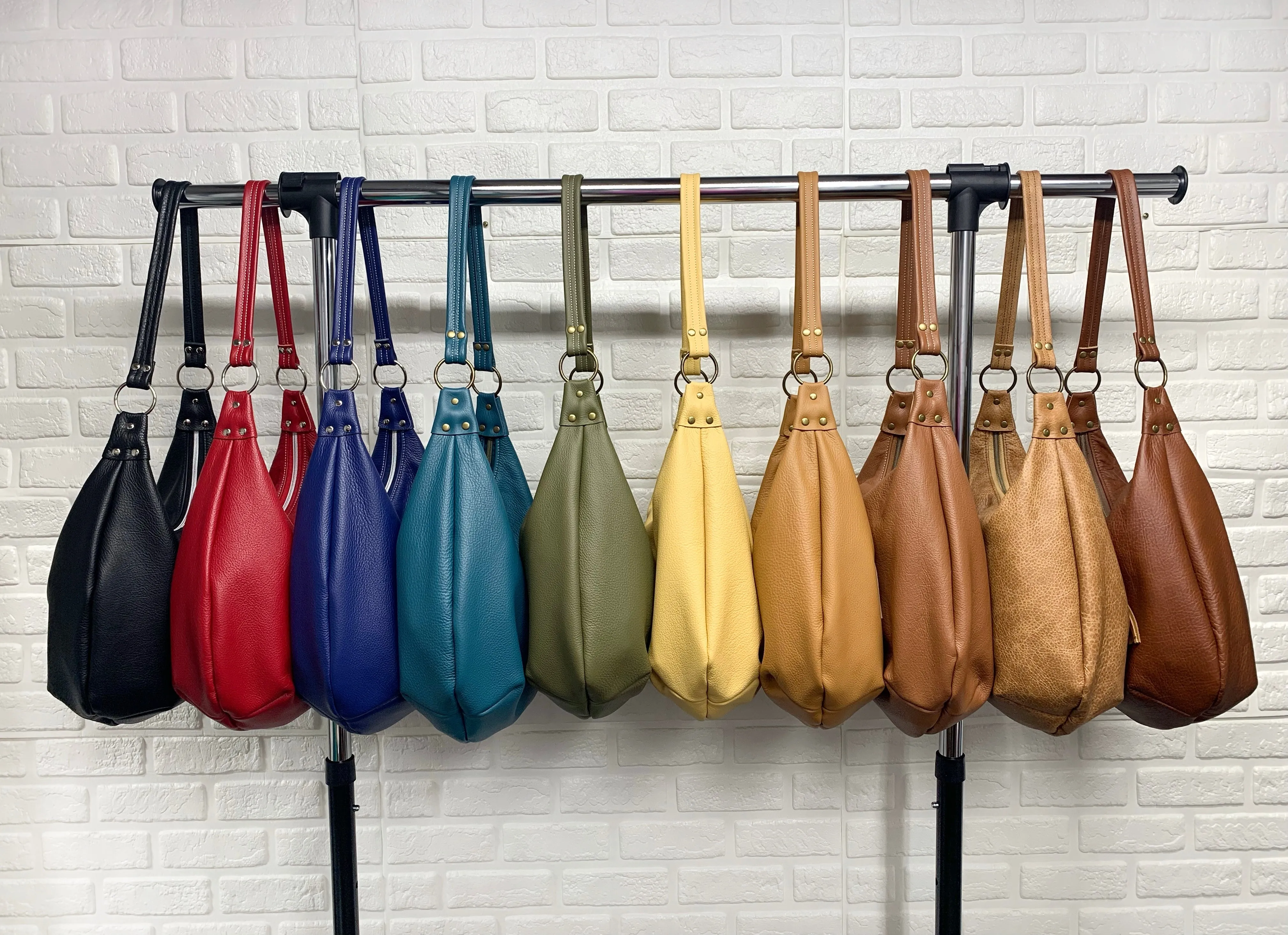 Spice brown two toned leather hobo bag,  genuine leather handbag