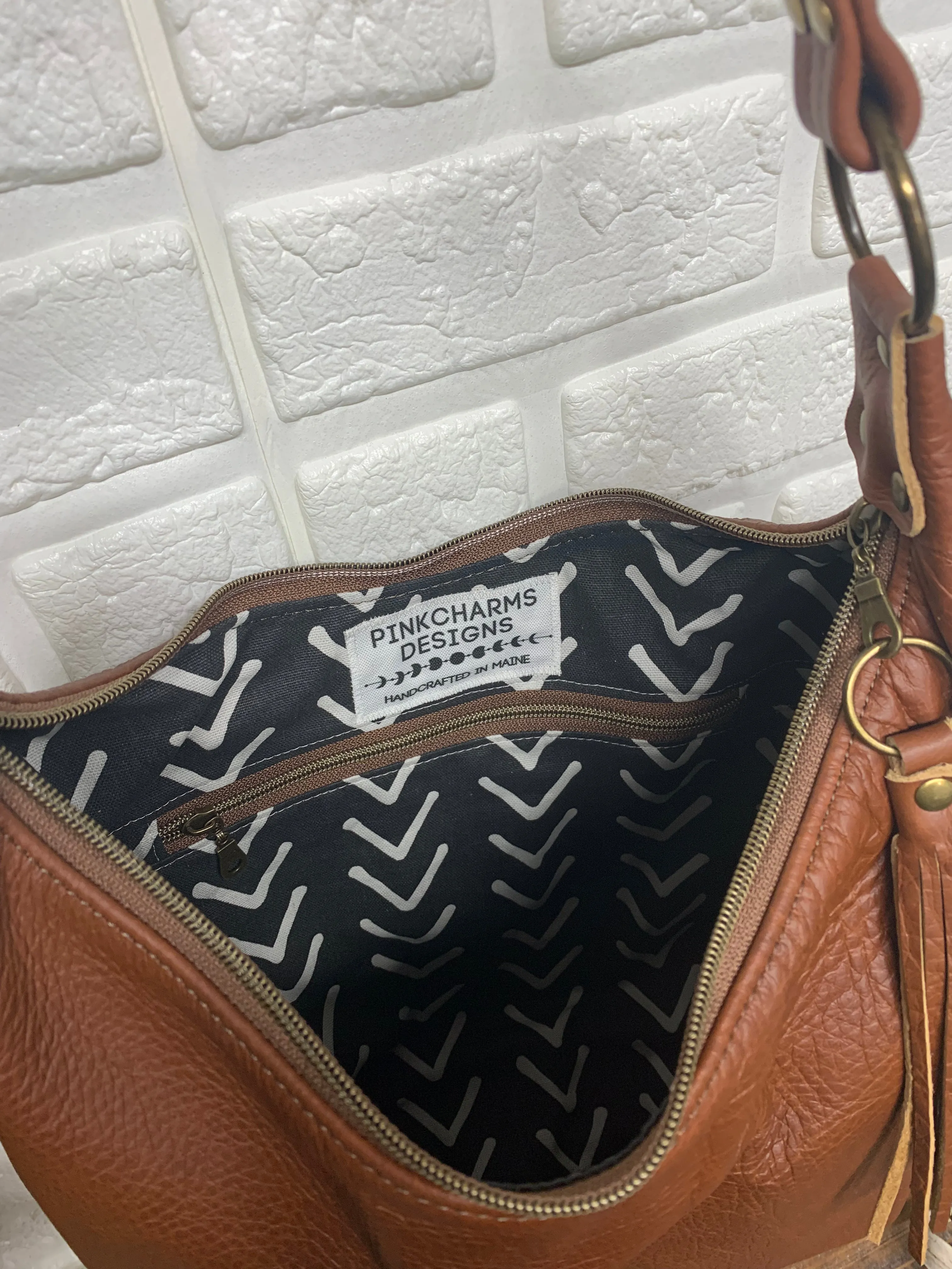 Spice brown two toned leather hobo bag,  genuine leather handbag