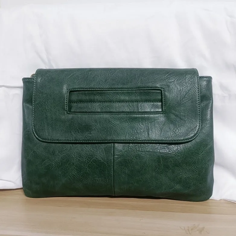 Square Faux Leather Wrist Handle Envelope Clutches - 9 Colors
