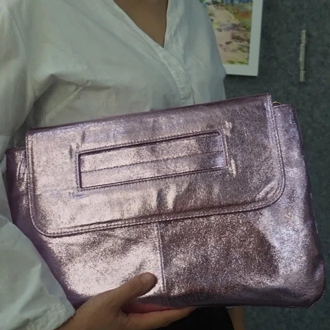 Square Faux Leather Wrist Handle Envelope Clutches - 9 Colors