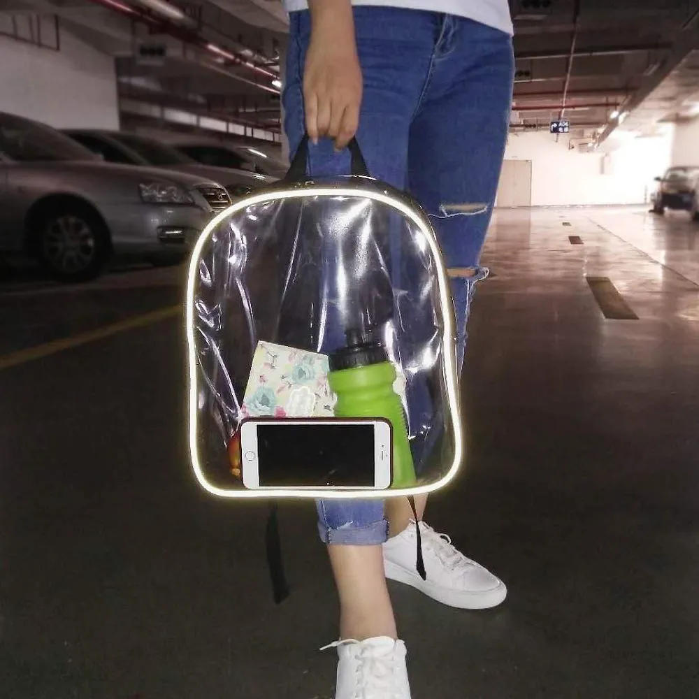 Stadium Approved Clear Mini Backpack - Heavy Duty Reflective Transparent Backpack for Concert, Security Travel &Sports