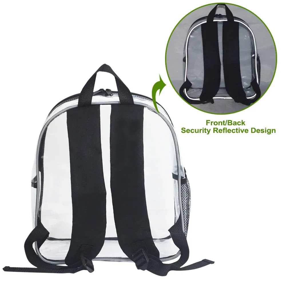 Stadium Approved Clear Mini Backpack - Heavy Duty Reflective Transparent Backpack for Concert, Security Travel &Sports
