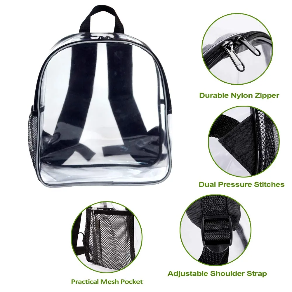 Stadium Approved Clear Mini Backpack - Heavy Duty Reflective Transparent Backpack for Concert, Security Travel &Sports