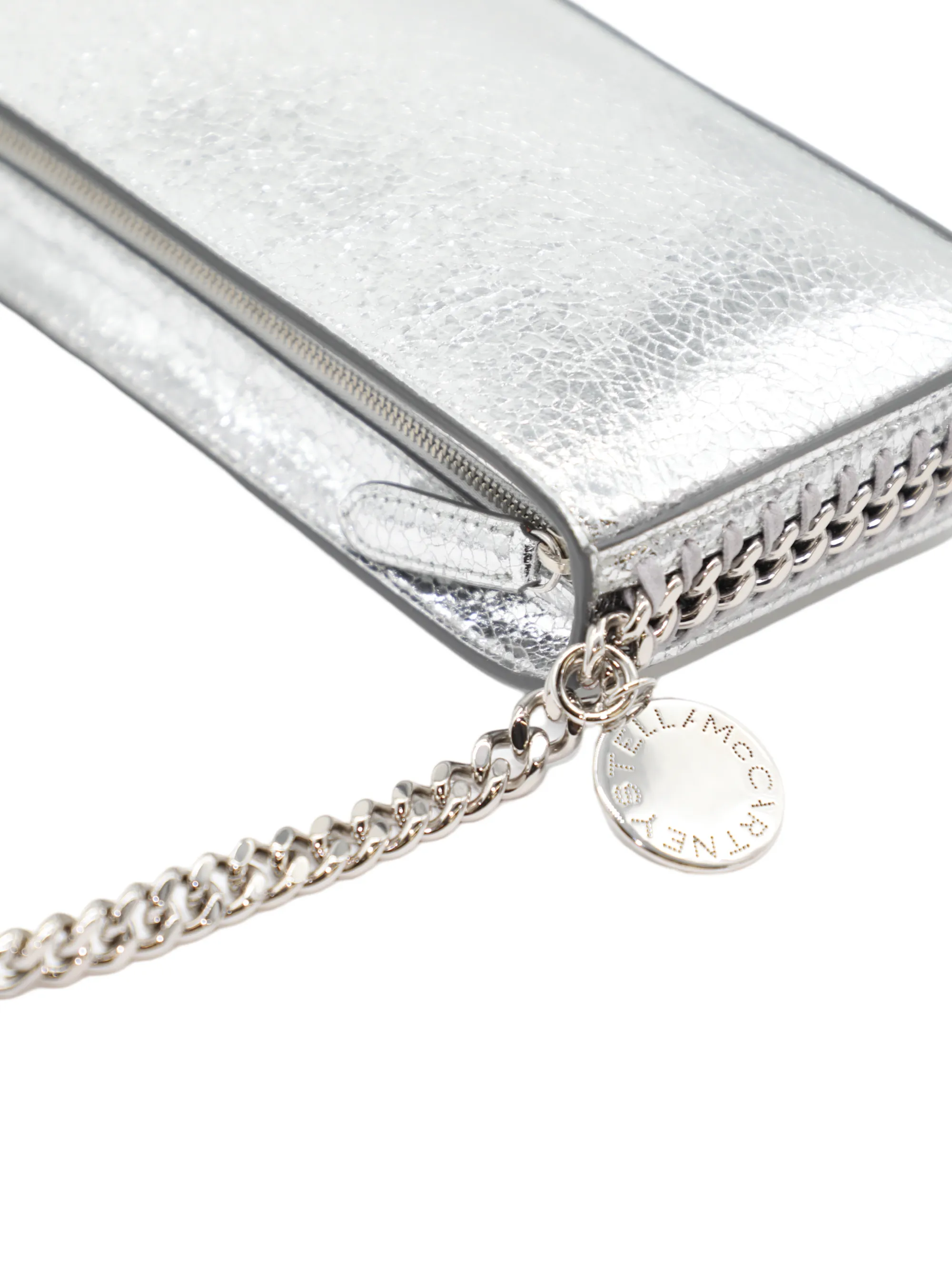 Stella McCartney Shoulder Bag Crackled Metallic Alter Mat in Silver