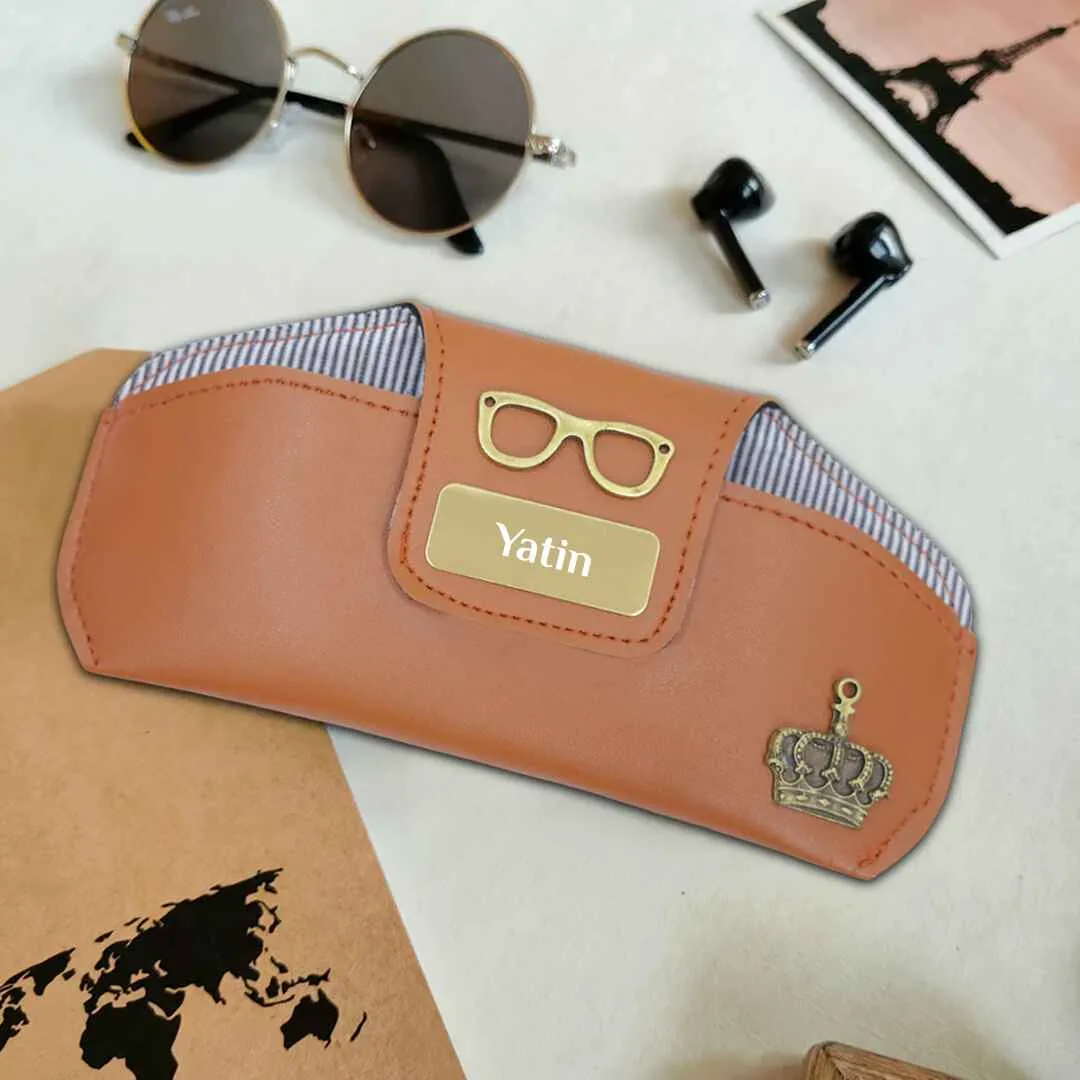 Stylish Tan Travel Gift Set: Sunglasses Case, Passport Cover, Keychain & Luggage Tag