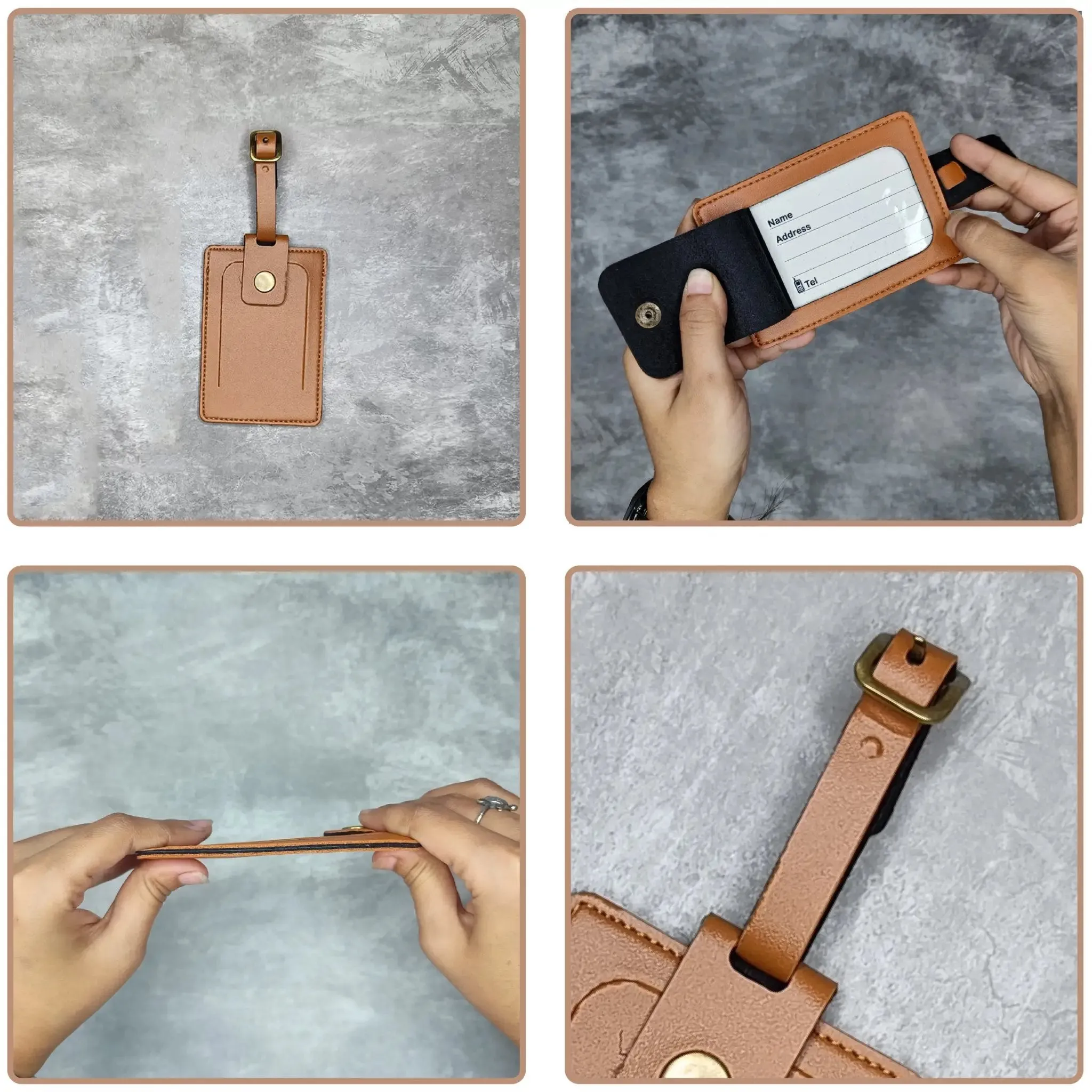 Stylish Tan Travel Gift Set: Sunglasses Case, Passport Cover, Keychain & Luggage Tag