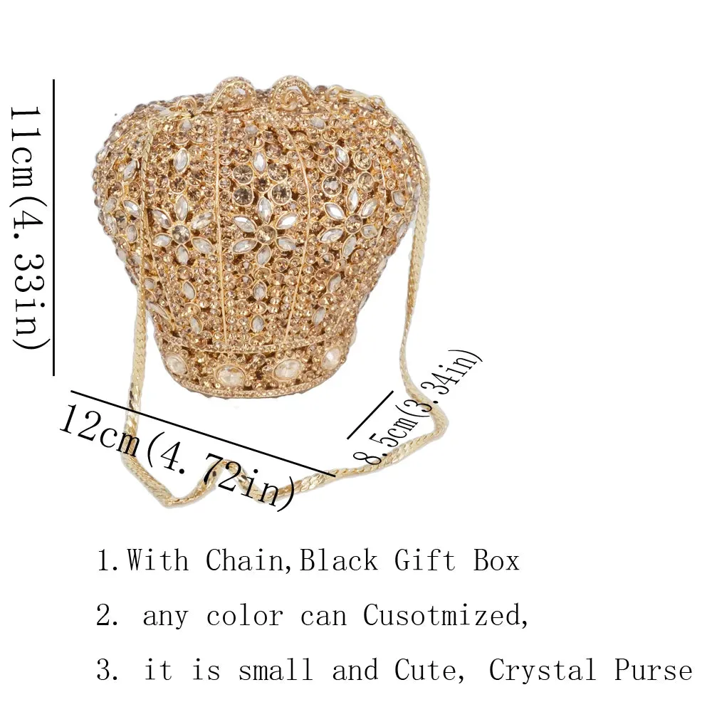 Stylishly Cute Crystal Bags: Crown Designer Purse, Wedding Prom Bags, Female Pochette, Diamond Evening Bags, Wristlets SM26