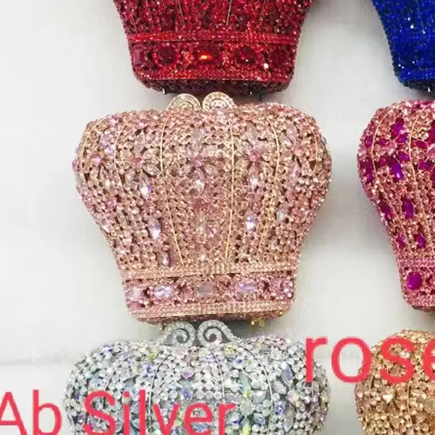 Stylishly Cute Crystal Bags: Crown Designer Purse, Wedding Prom Bags, Female Pochette, Diamond Evening Bags, Wristlets SM26