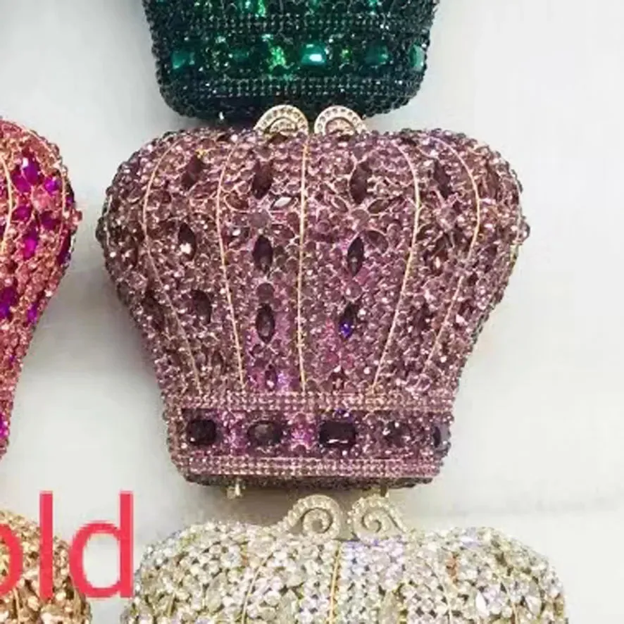 Stylishly Cute Crystal Bags: Crown Designer Purse, Wedding Prom Bags, Female Pochette, Diamond Evening Bags, Wristlets SM26