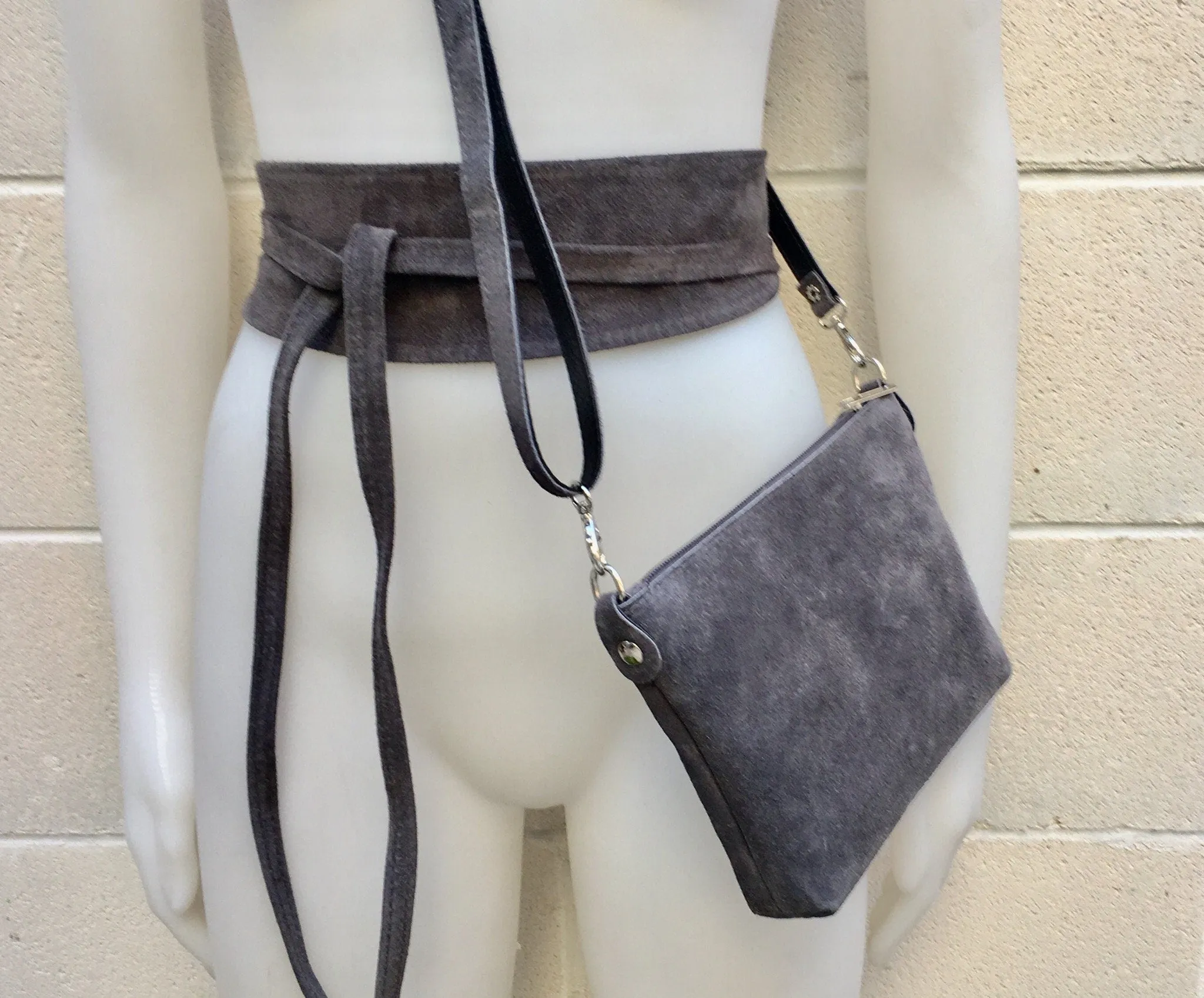 Suede leather bag in dark GRAY. Cross body bag, shoulder bag in GENUINE  leather. Small leather bag in  dark GRAY