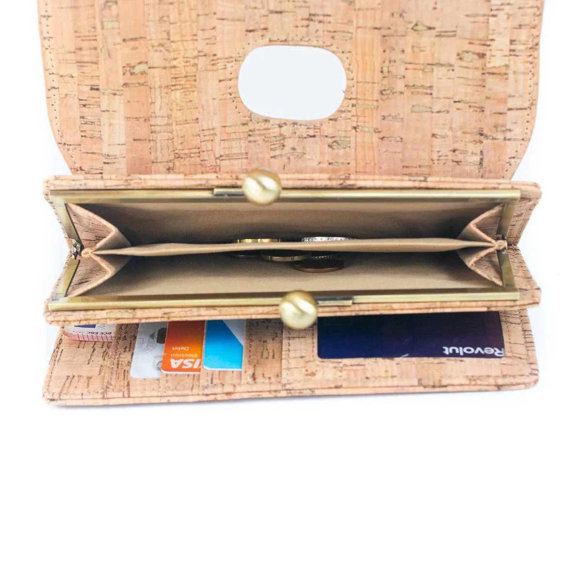 Sustainable Style: Printed Cork Wallet with Antique Brass Closure BAGF-065