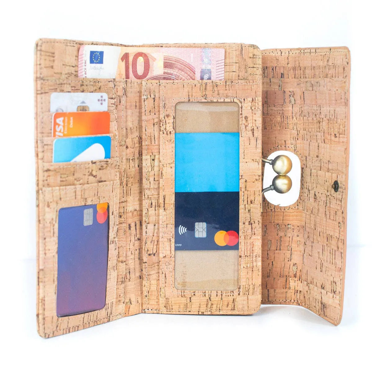 Sustainable Style: Printed Cork Wallet with Antique Brass Closure BAGF-065