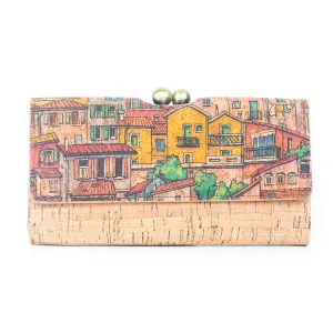 Sustainable Style: Printed Cork Wallet with Antique Brass Closure BAGF-065