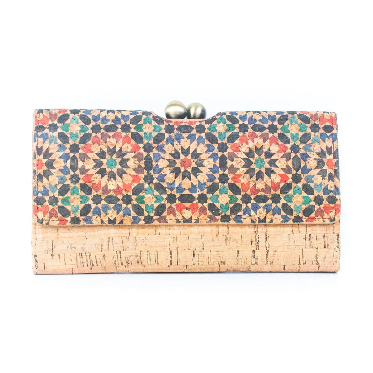 Sustainable Style: Printed Cork Wallet with Antique Brass Closure BAGF-065