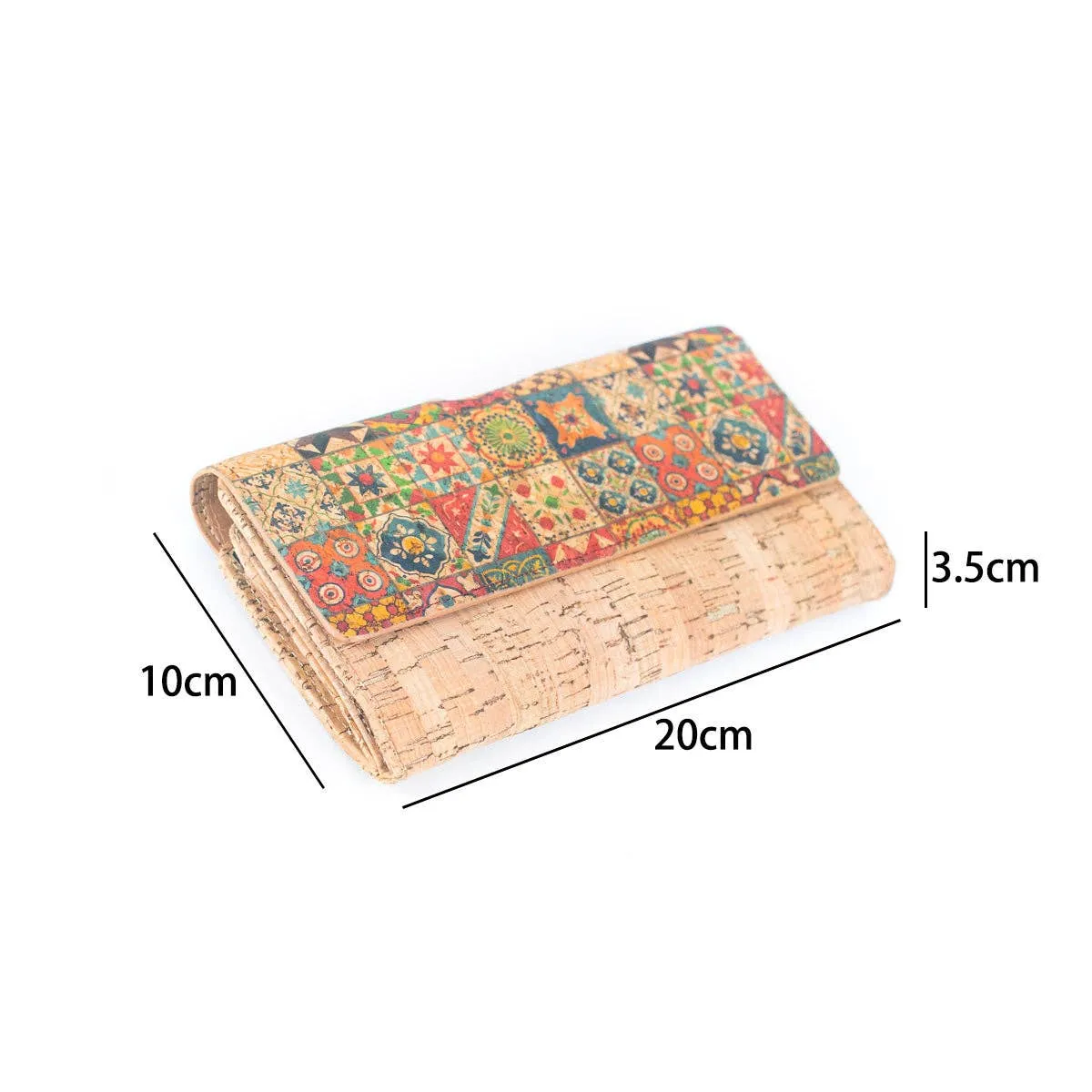 Sustainable Style: Printed Cork Wallet with Antique Brass Closure BAGF-065