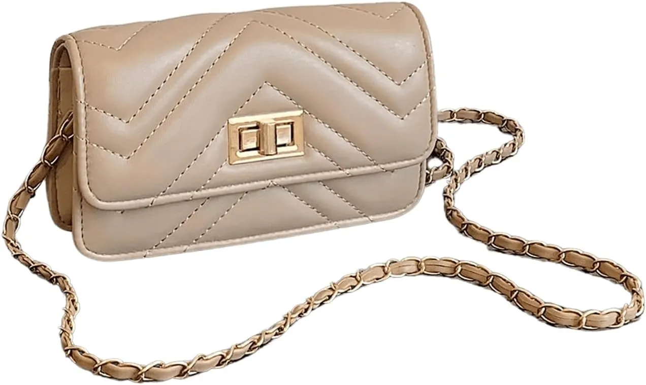 SweatyRocks Women's Quilted Chain Crossbody Bag Leather Shoulder Bags