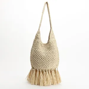 Taffe Bohemian Tassels Straw Hobo Bags  - 2 Colors