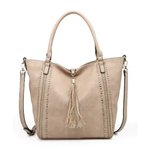 Tassel Accent Studded Handbag